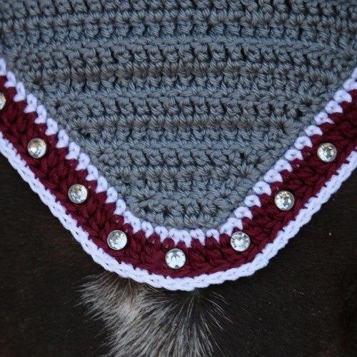 Steel Grey & Burgundy with White, Clear Stones